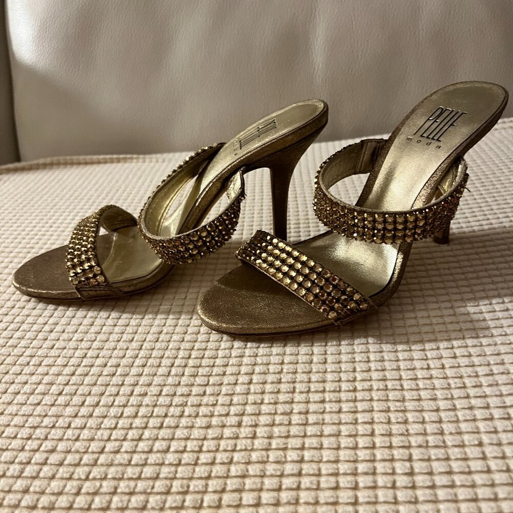 Pelle Moda Gold Bronze Metallic Slide Pump Sandal Size SZ 5.5 - Picture 2 of 4